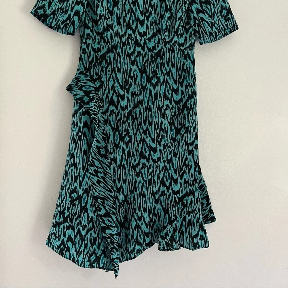 NWT Nanette Lepore‎ Silk Ruffle Women’s Chloe Dress in Blue and Black Size 0